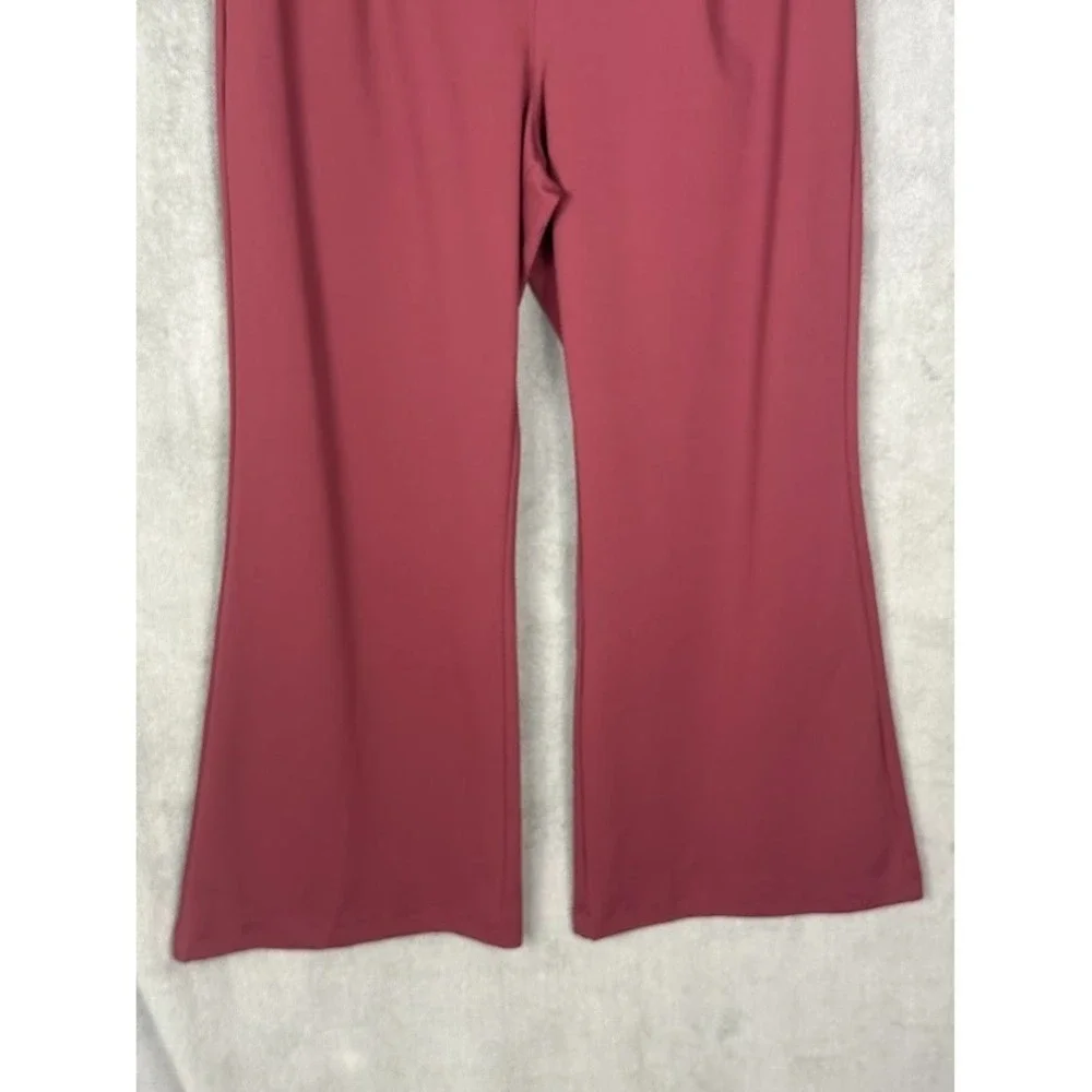 Halara Pants Women Large Burgundy Flex DayStretch High Waisted Pocket Work Flare - Picture 3 of 12